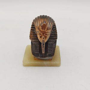 Metal Egyptian Pharaoh Statue on Marble Base